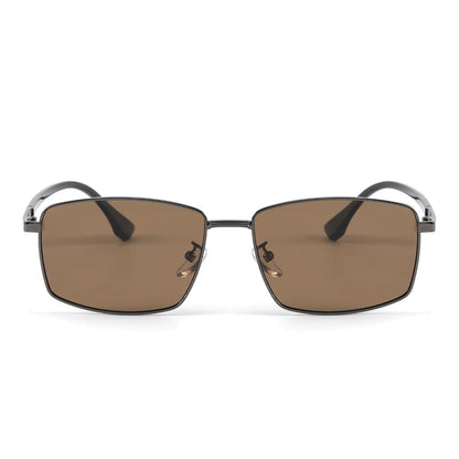 THE MEN THING Sunglasses J3351 - MISTY NOIR - HD Polarised Sunglasses for Men - UV400 Protection, Stainless Steel Frame - Gunmetal Frame with Brown Lens
