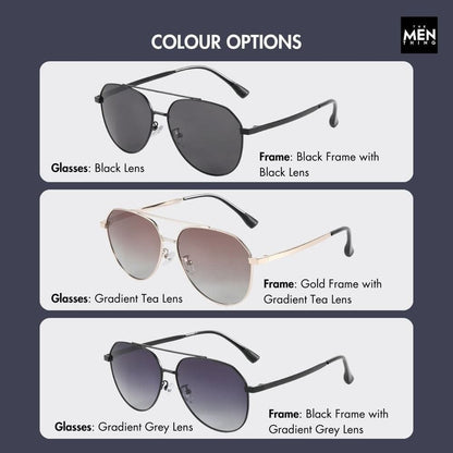 THE MEN THING Sunglasses J3352 - AETHER VISION - HD Polarised Sunglasses for Men - UV400 Protection, Stainless Steel Frame - Black Frame with Black Lens