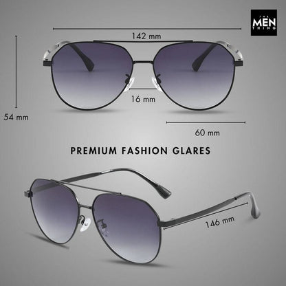 THE MEN THING Sunglasses J3352 - AETHER VISION - HD Polarised Sunglasses for Men - UV400 Protection, Stainless Steel Frame - Black Frame with Black Lens