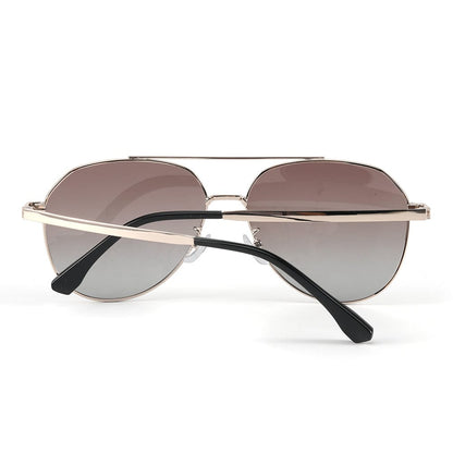 THE MEN THING Sunglasses J3352 - AETHER VISION - HD Polarised Sunglasses for Men - UV400 Protection, Stainless Steel Frame - Gold Frame with Gradient Tea Lens
