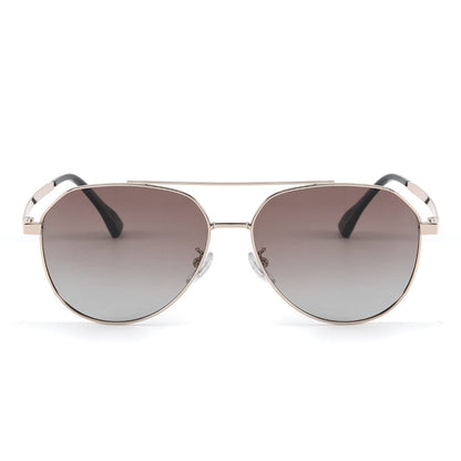 THE MEN THING Sunglasses J3352 - AETHER VISION - HD Polarised Sunglasses for Men - UV400 Protection, Stainless Steel Frame - Gold Frame with Gradient Tea Lens