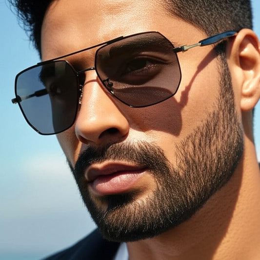 THE MEN THING Sunglasses J3354 - NOVA SHADE - HD Polarised Sunglasses for Men - UV400 Protection, Stainless Steel Frame - Black Frame with Black Lens