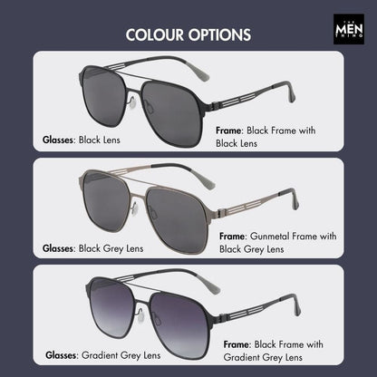 THE MEN THING Sunglasses J3362 -JETSETTER VISION - HD Polarised Sunglasses for Men - UV400 Protection, Stainless Steel Frame - Black Frame with Black Lens