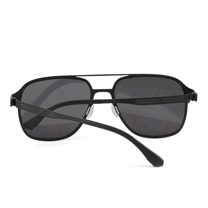 THE MEN THING Sunglasses J3362 -JETSETTER VISION - HD Polarised Sunglasses for Men - UV400 Protection, Stainless Steel Frame - Black Frame with Black Lens
