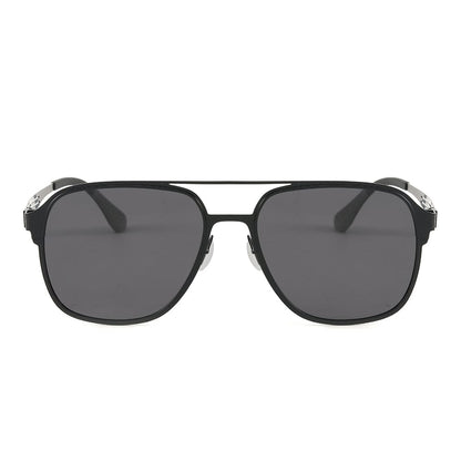 THE MEN THING Sunglasses J3362 -JETSETTER VISION - HD Polarised Sunglasses for Men - UV400 Protection, Stainless Steel Frame - Black Frame with Black Lens