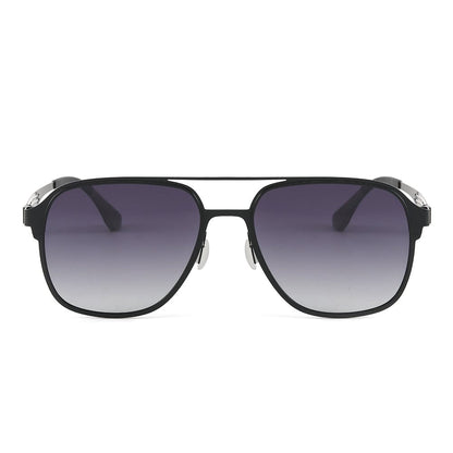 THE MEN THING Sunglasses J3362 -JETSETTER VISION - HD Polarised Sunglasses for Men - UV400 Protection, Stainless Steel Frame - Black Frame with Gradient Grey Lens