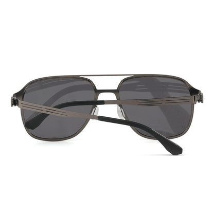 THE MEN THING Sunglasses J3362 -JETSETTER VISION - HD Polarised Sunglasses for Men - UV400 Protection, Stainless Steel Frame - Gunmetal Frame with Black Grey Lens