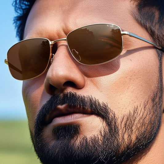 THE MEN THING Sunglasses S15108 GRIDLINE SERIES HD Polarized Sunglasses for Men - UV400 Protection, Stainless Steel Frame