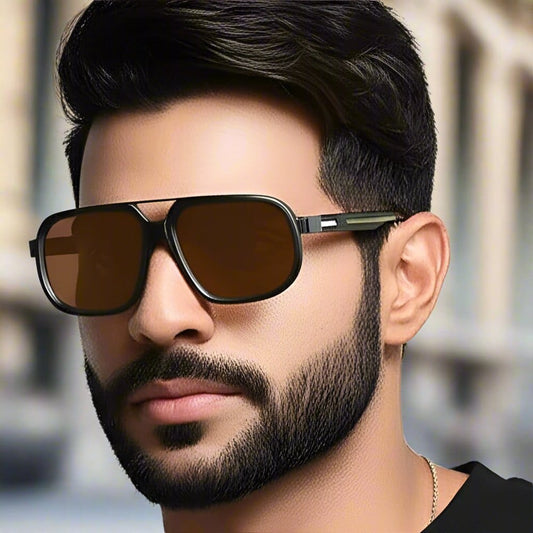 THE MEN THING Sunglasses S15113 SAVANNA LUXE HD Polarized Sunglasses for Men - UV400 Protection, Stainless Steel Frame