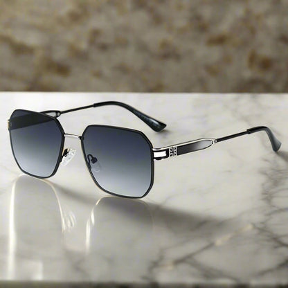 THE MEN THING Sunglasses Silver Gradient Grey 33155 - GRAPHITE LUXE - HD Polarised Sunglasses for Men - UV400 Protection, Stainless Steel Frame